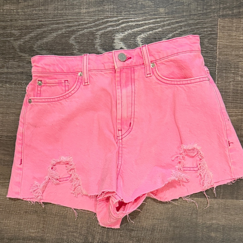 Pink Distressed Women Shorts